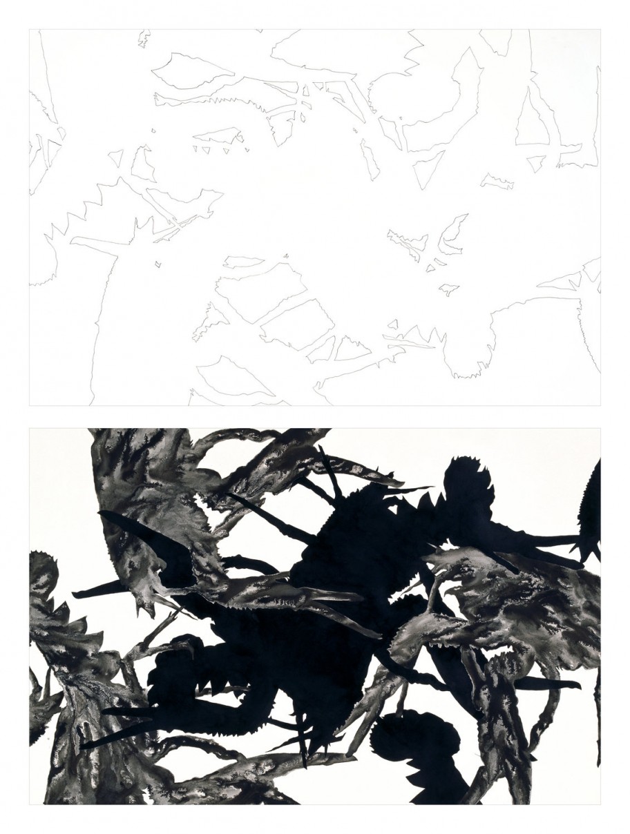 Adriana Czernin The Night Before (Investigation of the Inside), 2010/11Bleistift, Tusche auf Papier 2-teilig, je 68 x 101,6 cm 