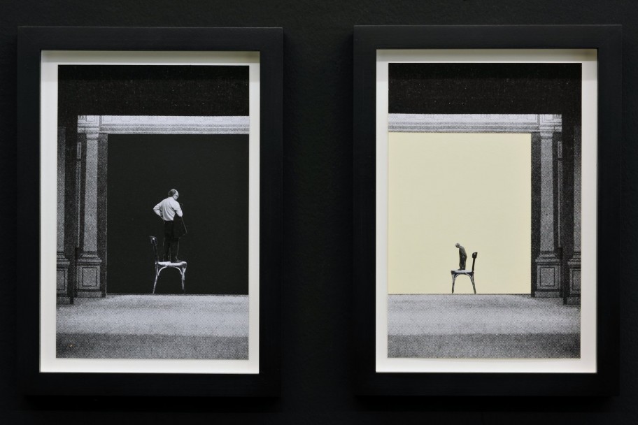 Jakob Kolding Chairmen, 2011collage on paper 2 parts, 26 x 17 cm each 