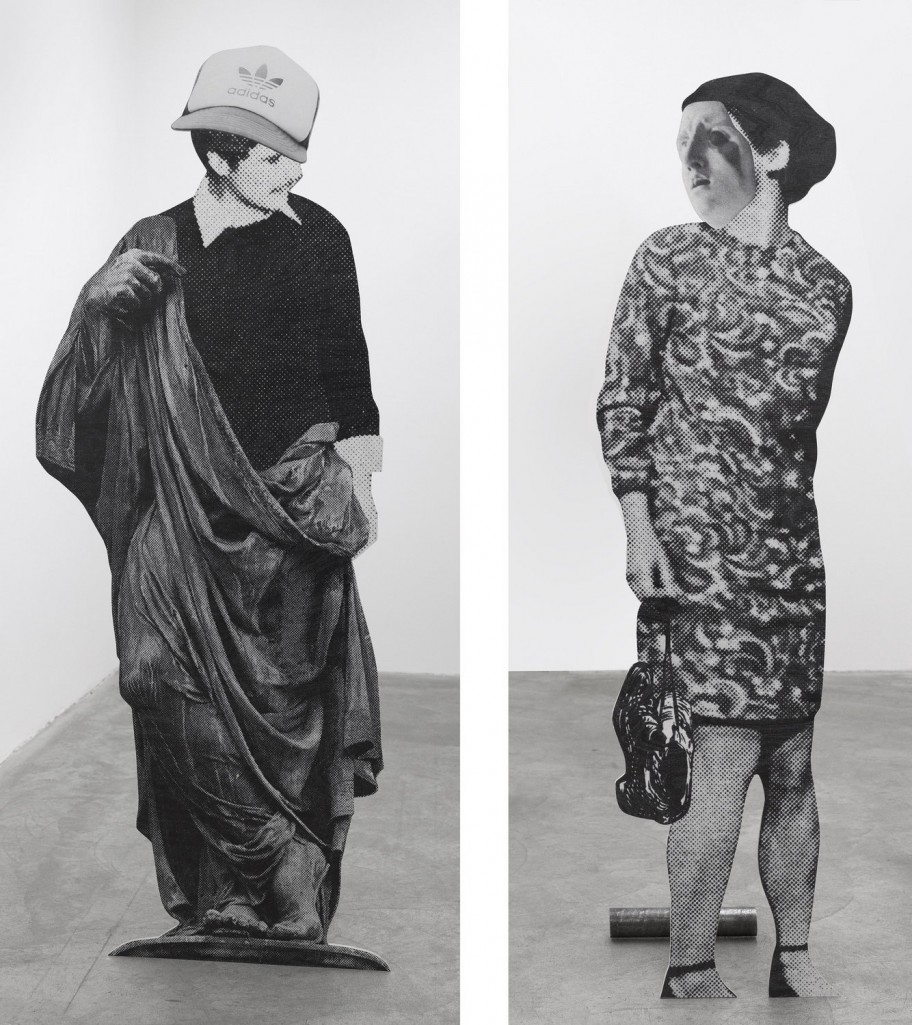 Jakob Kolding Untitled (Masquerades), 2014 digital print on birch veneer 2 parts: 189,99 x 76,23 x 40 cm; 171,03 x 47,48 x 40 cm 