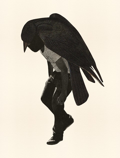 Jakob Kolding The Raven, 2014collage on paper 76 x 56,5 cm 
