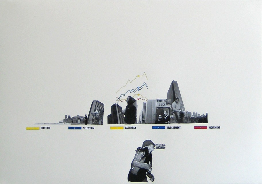 Jakob Kolding Control Selection Assembly Involvement Movement, 2006 Drawing, collage on paper 70,5 x 100 cm 