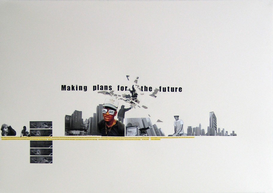 Jakob Kolding Making plans for the future, 2006 Drawing, collage on paper 70,5 x 100 cm 