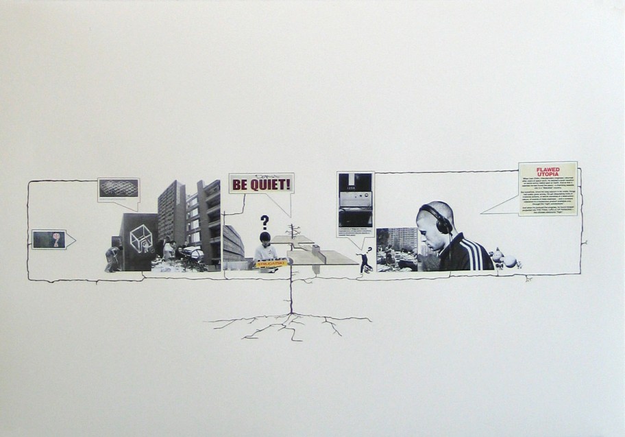 Jakob Kolding Strugatski, 2006 Drawing, collage on paper 70,5 x 100 cm 