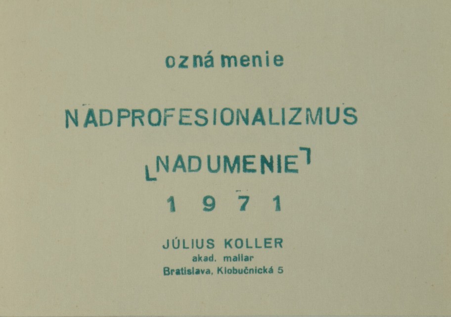 Július Koller Nadprofesionalizmus - Nadumenie (U.F.O.), 1971 Stempel auf Papier 11,2 x 16 cm 
