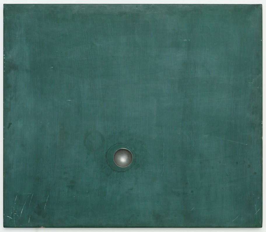 Roman Ondak Planet VI, 2018Bowl of a ladle, tinned board, paint 88 x 102 x 3 cm 