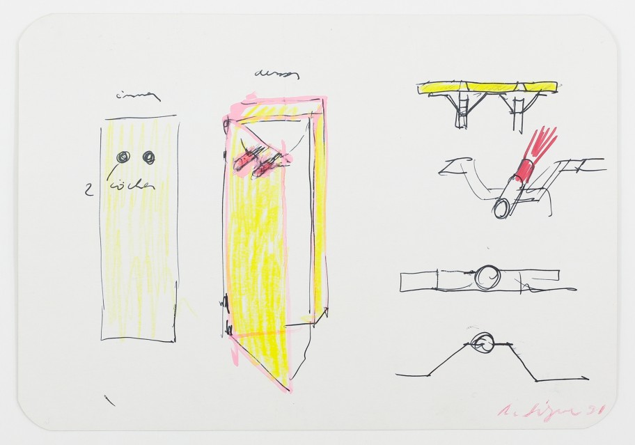 Roman Signer Untitled, 1991 Faserstift, Farbstift auf Papier 