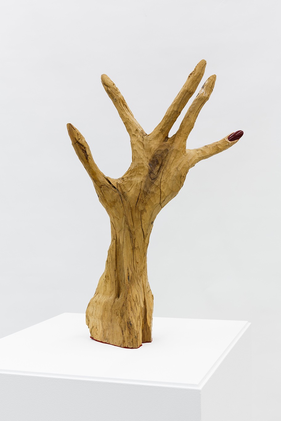 Alessandro Balteo-Yazbeck in collaboration with Attilio Napolitano (b. Modica 1936)  Nail polish 3000 BC, From the series All the Lands from Sunrise to Sunset, 2018 Acrylic nail polish on centenary olive wood, rabbit skin collagen-glue, insect-based shellac 56,5 x 34,5 x 17 cm 